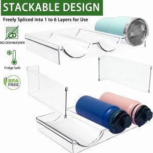 spaclear water bottle organizer stackable kitchen pantry organization and storage shelf plastic water bottle holder for 1 2