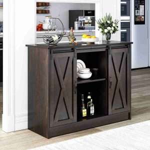 4 ever winner farmhouse coffee bar wood coffee bar cabinet with sliding barn doors adjustable shelves kitchen buffet sto