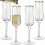 Patelai Crystal Champagne Flutes – Tulip Modern Champagne Glasses Set of 4 for Home Bar Party Anniversary Wedding(Golden Edge)