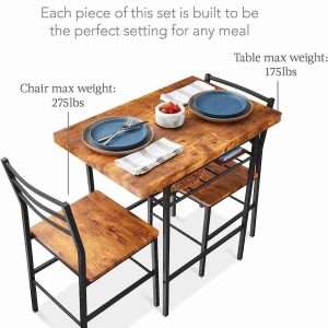 best choice products 3 piece modern dining set space saving dinette for kitchen dining room small space wsteel frame bui 1 1