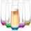 JoyJolt HUE Stemless Champagne Flutes Set of 6 Colored Glasses. 9.4oz Champagne Glasses. Prosecco Wine Flute, Mimosa Glasses Set, Cocktail Glass Set, Stemless Glasses, Crystal Glasses, Bar Glassware