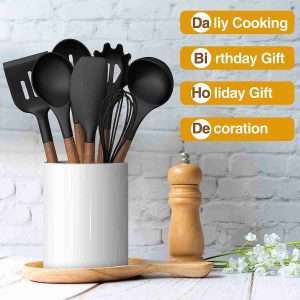 silicone cooking utensil set umite chef 8 piece kitchen utensils set with natural acacia wooden handlesfood grade silico