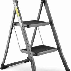soctone 2 step ladder lightweight folding step stools for adults with anti slip pedal portable sturdy steel ladder with