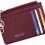 Women Slim Leather Minimalist Front Pocket Wallet Card Case Holder with ID Window & Keychain (Wine red)