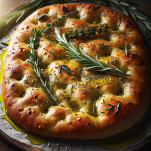 how do i create a traditional italian focaccia topping with herbs and olive oil
