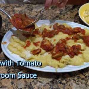 italian grandma makes polenta with tomato mushroom sauce 95eDVLSkdY