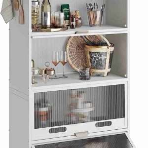 netel bread rack coffee station microwave rack storage rack 5 tier kitchen organizer shelf for dishes wine pots and pans