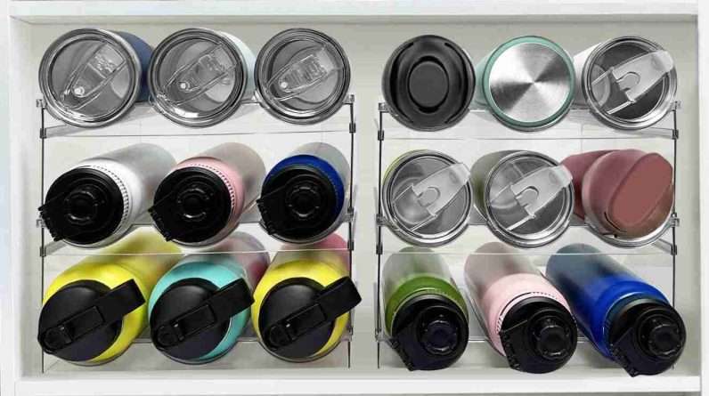 spaclear water bottle organizer stackable kitchen pantry organization and storage shelf plastic water bottle holder for