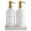 MaisoNovo Glass Soap Dispenser with Pump – White Bottles Gold Pumps Set of 2 – Soap Dispenser for Kitchen – Hand Soap Dish Soap Labels – Bathroom Soap Set