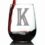 Monogram Bold Letter K – Stemless Wine Glass – Personalized Gifts for Women and Men – Large Engraved Glasses