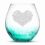 Integrity Bottles Tribal Heart Design Stemless Wine Glass, Handmade, Handblown, Hand Etched Gifts, Sand Carved, 18oz (Crackle Sea Foam Green)