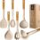 Large Silicone Cooking Utensils Set – Heat Resistant Silicone Kitchen Utensils for Cooking w Wooden Handles, Spatula Set, Kitchen Utensil Gadgets Sets for Non-Stick Cookware, BPA Free (Khaki)