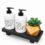Wood Pedestal Soap Stand for Kitchen Counter Island, Bathroom Tray for Sink Vanity Countertop, Modern Farmhouse Decor Wooden Risers for Display(NO BOTTLES NO PLANT)