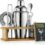 Mixology Bartender Kit with Stand | Bar Set Cocktail Shaker Set for Drink Mixing – Bar Tools: Martini Shaker, Jigger, Strainer, Bar Mixer Spoon, Tongs, Bottle Opener | Best Bartender Kit for Beginners