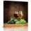 Print Canvas Wall Art for Living Room Bedroom Bathroom – Grapes and Wine Glasses on Vintage Background Canvas Picture Framed Wall Art, Gallery Wrap Poster Art for Home Decor 20\”x20\”