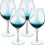 Set of 4 Hand Blown Large Wine Glass for Red or White Wine 22 oz Ice Cracked Blue Wine Glasses Colored Wine Glasses with Stems Teal Blue Stemmed Glassware Red White Wine Goblet for Martini Champagne