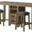 Sunset Trading Saunders 3PC Sofa Console Bar Table & Stool Charging Station | Storage Drawers Glass Wine Rack USB Power Strip | Padded Counter Height Chairs Pub Dining Set, Desert Brown