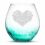 Integrity Bottles Tribal Heart Design Stemless Wine Glass, Handmade, Handblown, Hand Etched Gifts, Sand Carved, 18oz (Crackle Sea Foam Green)