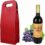 JACKBEGTA 2 Bottle Wine Carrier Tote, Leather Wine Bag with Handles Reusable Wine Carrier Bag Carrier Tote PU Leather Wine Gift Bag for Party Picnic Travel-red