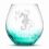 Integrity Bottles Tribal Seahorse Design Stemless Wine Glass, Handmade, Handblown, Hand Etched Gifts, Sand Carved, 18oz (Crackle Sea Foam Green)