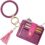 COOLANS Wristlet Bracelet Keychain Pocket Credit Card Holder Leather Purse Tassel Keychain Bangle Key Ring for Women (Card & Id Holder Heart Button Snap Purse (Pink + Purple))