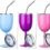 Stemmed Stainless Steel Wine Glasses with Lid Double Wall Insulated Wine Tumbler Unbreakable Goblets Wine Glasses with Drinking Straw and Straw Brush, 10 oz (Pink, Purple, Light Blue,3 Pieces)