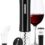 SENZER Electric Wine Opener Set Automatic Wine Bottle Opener LED Light Reusable Corkscrew Gift Set with Foil Cutter, Vacuum Stoppers, 4-in-1 Aerator and Pourer Set for Kitchen Bar Restaurant Black