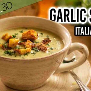 garlic soup italian style with crispy croutons GdcCVZ D7hQ