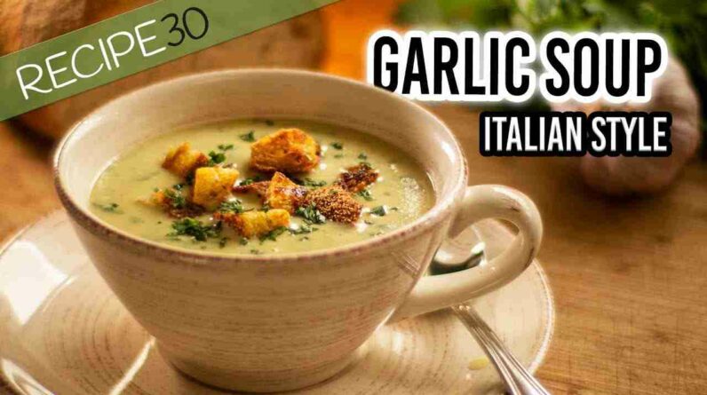 garlic soup italian style with crispy croutons GdcCVZ D7hQ