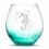 Integrity Bottles Tribal Seahorse Design Stemless Wine Glass, Handmade, Handblown, Hand Etched Gifts, Sand Carved, 18oz (Crackle Sea Foam Green)