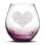 Integrity Bottles Tribal Heart Stemless Wine Glass, Handblown, Hand Etched Gifts, Sand Carved (Crackle Purple)