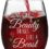 Looks like a Beauty Drinks like a Beast Stemless Wine Glass, Funny Wine Gift for Women Friends Female Wife Mom Her Girls Sister Birthday Christmas, Novelty 15 Oz Wine Glass for Wine Lovers